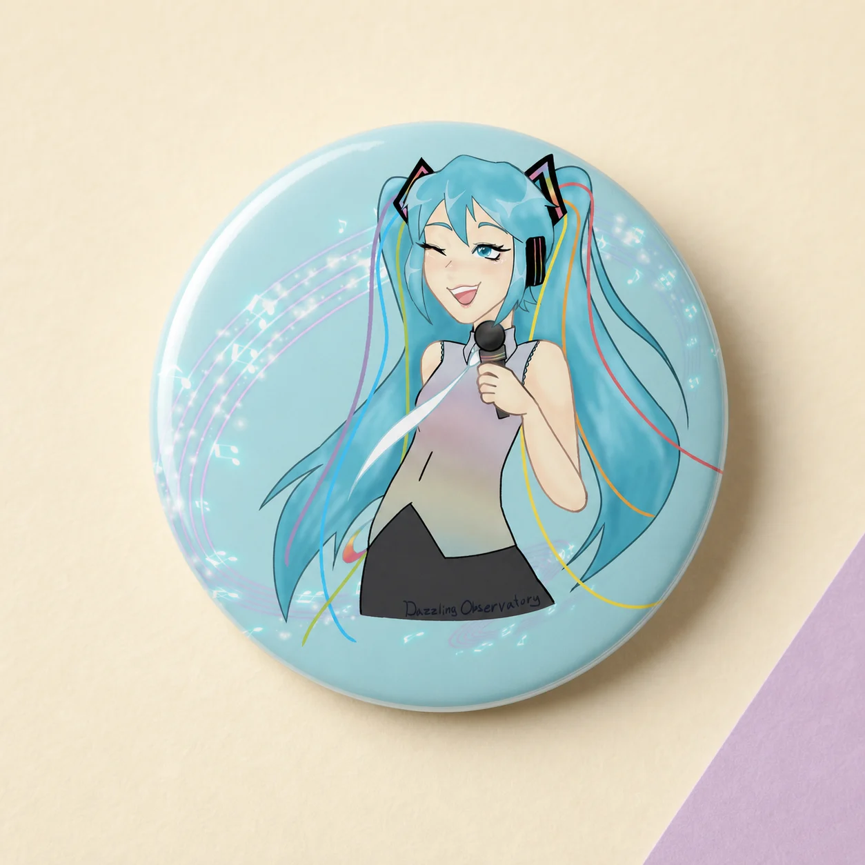 Miku Melody fan-art pin mockup by Star